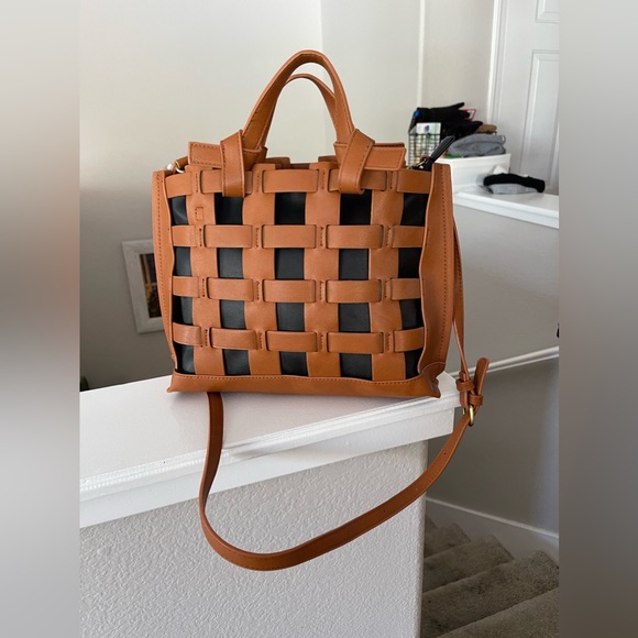 Anthropologie Purse. Black & Brown Basket Weave. Never used just tags removed. - Picture 1 of 5